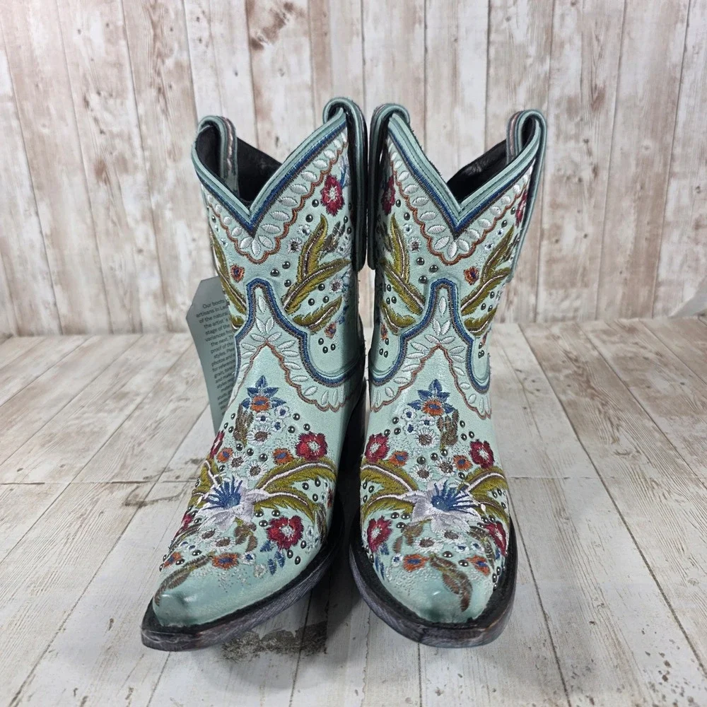Lane Boots Robin Turquoise Floral Embroidered Studded Western Boots LB0456 5.5 - Picture 2 of 8